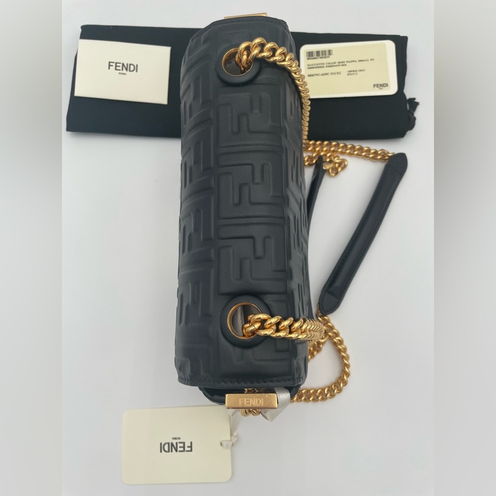 ❌❌SOLD! $3490 Fendi Baguette Medium Midi FF Leather Black Chain Shoulder Bag - Picture 8 of 16